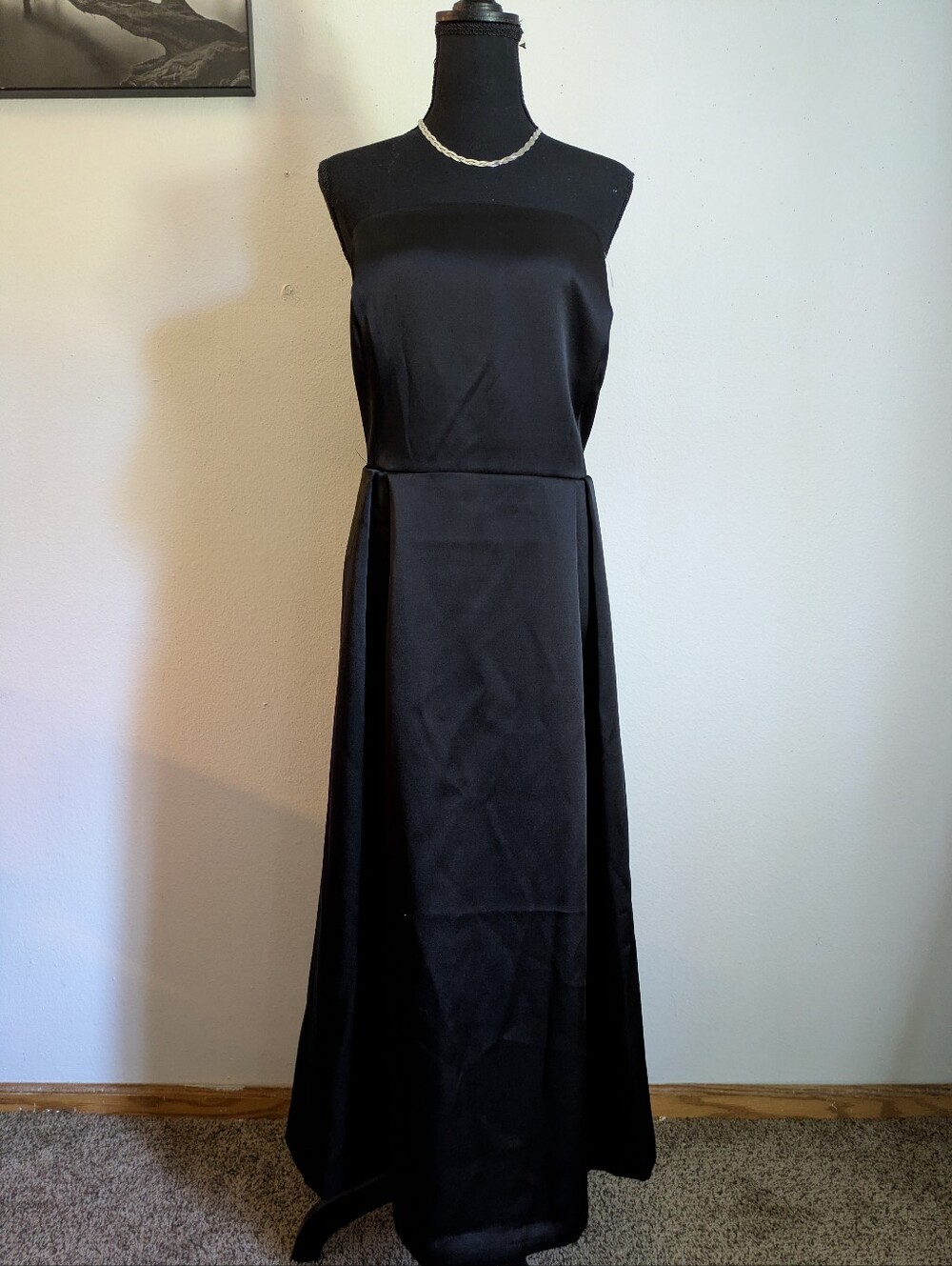 H&M Black Satin-Finish Strapless Maxi Dress, Size XXL - Picture 3 of 9